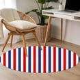 thumbnail image 5 of 3ft Round Rug, Red Blue White Striped Non-Skid Rubber Backing Large Area Rugs - Living Room Bedroom Home Office, Modern Simple Stripes Indoor Floor Mat Carpets Washable Rug, 5 of 9