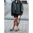 thumbnail image 1 of Abrigo de lana con bolsillo de Color liso y cuello a la moda para mujer, chaqueta Retro informal de manga larga con cremallera, prendas de vestir exteriores para ir al trabajo 2024, 1 of 5