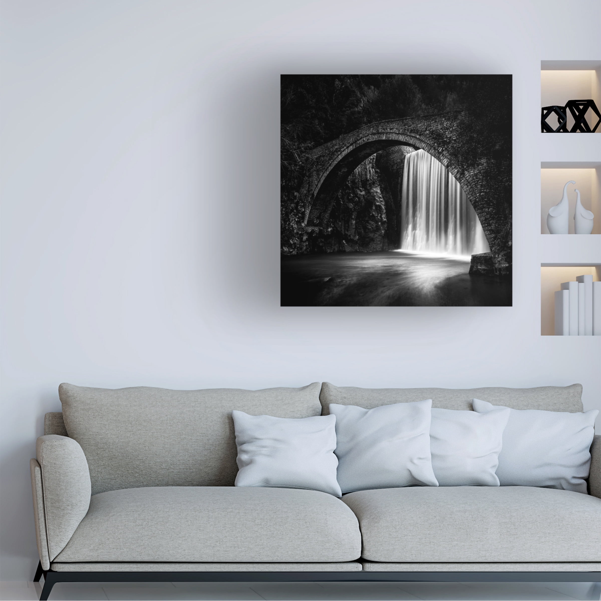 Canvas Wall Art - George Digalakis 'Paleokaria Waterfall' Wall Art for Living Room, Bedroom, or Office D?cor by Trademark Fine Art - 18 x 18 Inches