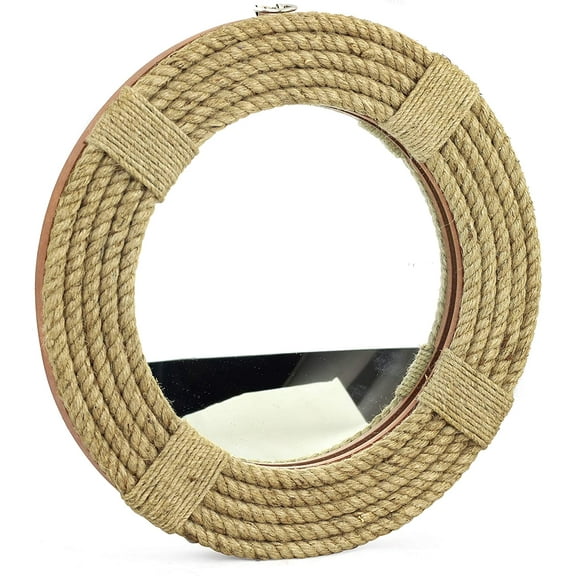 Nagina International Twisted Rope Round Decorative Mirrors - Rope Accentuated Mirror | Maritime Sailor's Decor Gifts | Bathroom Mirrors (24 Inches)