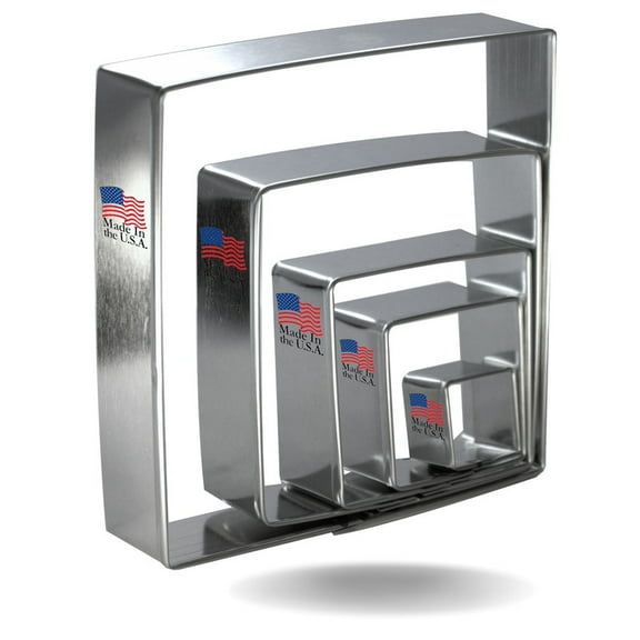 Square Cookie Cutters 5 Pc Set. USA Tin Plate Steel - By Foose