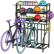 3-Tier Heavy Duty Bike Rack Garage Storage, Floor Standing Bicycle Parking Stand Organizer for 4 Bikes, Space Saving & Sturdy Bike Storage Rack
