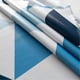 thumbnail image 4 of Manteles rectangulares de PVC, lavables, impermeables, fáciles de limpiar, estilo nórdico, triangulares, con celosía (azul, 120 x 120 cm), 4 of 5