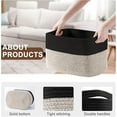 thumbnail image 3 of Rope Basket for Storage - 12”x10”x9” Storage Bins, Decorative Basket for Blankets, Woven Basket with Handles, Storage Baskets for Shelves, Home, Laundry (4 Pack, Black & Beige Brown), 3 of 14
