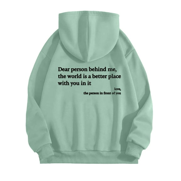 Oversized Hooded Sweatshirt for Women Letter Printed Hoodies Crew Neck Long Sleeve Casual Loose Fit Pullover Tops with Pockets