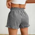 thumbnail image 4 of YUGYXL Fashion Plaid Shorts for Women Teen Girl High Waist Comfy Shorts Breathable Lounge Shorts Homewear Sleepwear Shorts Black M, 4 of 7