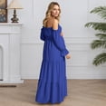 thumbnail image 5 of Unir Women's Maternity 450g Stretch Spandex Gown, Off-The-Shoulder Ruffle Sleeve Tiered Maxi Dress, Flowy Boho Pregnancy Photography & Formal Long Dress, 1pc, S/M/L/XL/XXL, 5 of 6