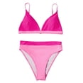 thumbnail image 4 of MGDXOX Womens High Waisted Thong Bikini Sets Spaghetti Triangle Top Deep V Neck Two Piece Swimsuit Bathing Suits Pink L, 4 of 7