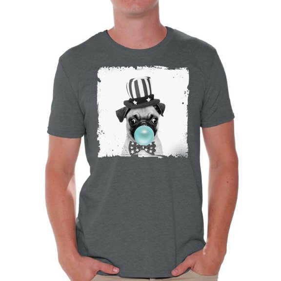 Awkward Styles Funny Animal T Shirt Pug Shirt Gifts for Him Funny Men T Shirt Puppy Pug Tshirt Pug with Blue Gum T Shirt Little Pug Clothes Animal T-Shirt for Men Funny Animal Gifts Pug T Shirt