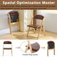 thumbnail image 4 of Set of 2 Wooden Folding Chairs - Natural Frame, Brown PU Leather Padded Seats, Portable, 400 lbs Capacity, 4 of 24