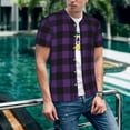 thumbnail image 6 of KLL Purple Black Plaid for Men's Baseball Shirts,Short Sleeve Casual Shirts Button Down Shirt for Men Beach Summer Wedding Shirt-4X-Large, 6 of 7