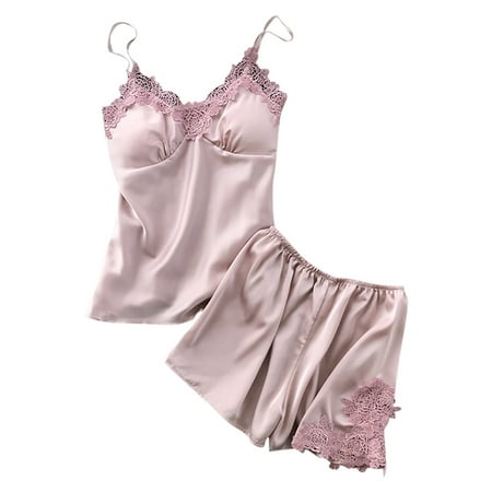Women Casual Dress V-Neck Sleeveless Dress Lace Pull-On Mid-Length Dressy Sleepwear Womens Satin Set Sexy Lace Underwear Lingerie Nightdress Sling Women s Sleepwear
