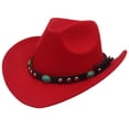 thumbnail image 2 of Sombrero de vaquero occidental tibetano de estilo étnico, sombrero de copa para otoño e invierno, sombrero de fieltro con remaches y rizado para hombres y mujeres, sombrero de jazz de moda, 2 of 6