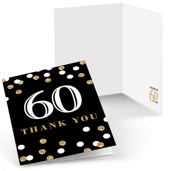 Big Dot of Happiness Adult 60th Birthday - Gold - Birthday Party Thank You Cards (8 count)
