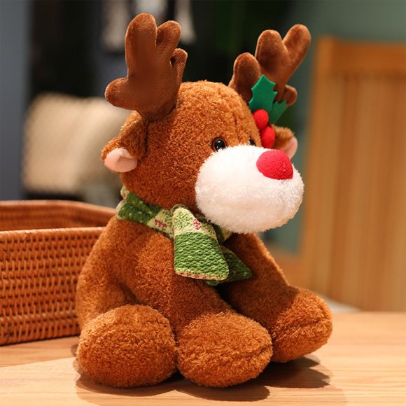 Kidstoy Beach Toys 13 Inches Red Nosed Reindeer - Stuffed Toy Soft Cuddly Christmas Decorations Christmas Gifts for Girls Kids (Brown) Baby Teething Toys