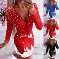thumbnail image 4 of Ropa de Navidad para mujer, minivestido ajustado de manga larga con estampado de Papá Noel, camiseta holgada, suave y cómoda, 4 of 4