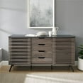 thumbnail image 4 of Walker Edison Modern 4 Drawer Sliding Door Wood Cabinet Buffet Entryway Serving Storage Cabinet Doors Dining Room Console, 59 Inch, Black and Slate Grey, 4 of 5