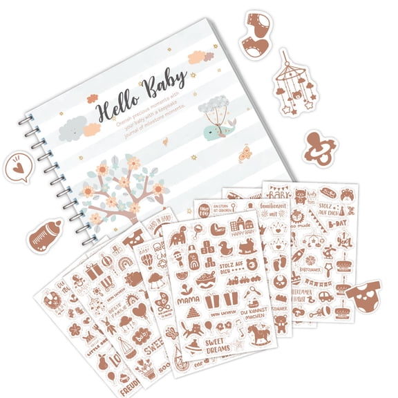 Baby Memory Book with Sticker for Baby Boy or Girl Gender Neutral Baby Journal Baby Scrapbook Photo Album for First Year