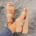 thumbnail image 2 of Rvasteizo Women Casual Shoes Solid Round Toe Open Toe Elastic Strap Thick Sole Wedge Plus Size Layout, 2 of 5