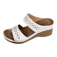 thumbnail image 6 of Slides for Women Bohemian Hollow out Orthopedic Walking Sandals Summer Casual Slip on Platform Wedges White Size 8.5, 6 of 7