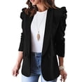 thumbnail image 1 of Chaquetas de traje de mujer con clase con manga larga 2 bolsillos abrigo delgado para mujer desgaste diario formalBlackM, 1 of 2