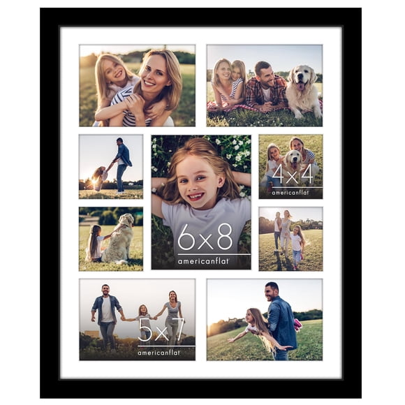 Americanflat 16x20 Collage Picture Frame with Polished Plexiglass - Fits One 6x8, Four 5x7, and Four 4x4 Photos or One 16x20 Photo - Gallery Wall Frame Set - Thin Photo Frame for Wall Display - Black