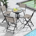 thumbnail image 2 of Costway Set of 4 Outdoor Bar Chair Folding Bar Height Stool with Metal Frame Coffee, 2 of 7