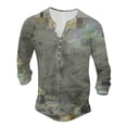 thumbnail image 1 of T-Shirts Male Patchwork Color Crew Neck Button Up Large Size Digital Printed Long Sleeve Men Shirts Grey XXL, 1 of 3