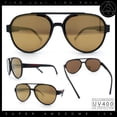 thumbnail image 2 of Mens Unique Metal Flex Hinge Round Fashion Racer Plastic Sunglasses Brown - Gold Mirror, 2 of 8
