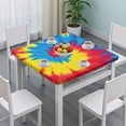thumbnail image 3 of Colorful Rainbow Tie Dye Spiral Pattern Square Fitted Tablecloth with Elastic Edge,Square Table Cover,Washable Elastic Table Cover for Home Kitchen Party Decor 36"x36", 3 of 6