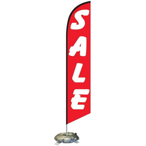 Sale Feather Flag Kit with Cross-Base and Weight-Donut, Outdoor Advertising Banner Swooper Flag, Red and White