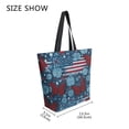 thumbnail image 4 of Open Top Canvas Tote Bag with Zipper Reusable Shopping Bag 13.5x15" Roomy Carryall Red Butterflies and Flags, 4 of 9