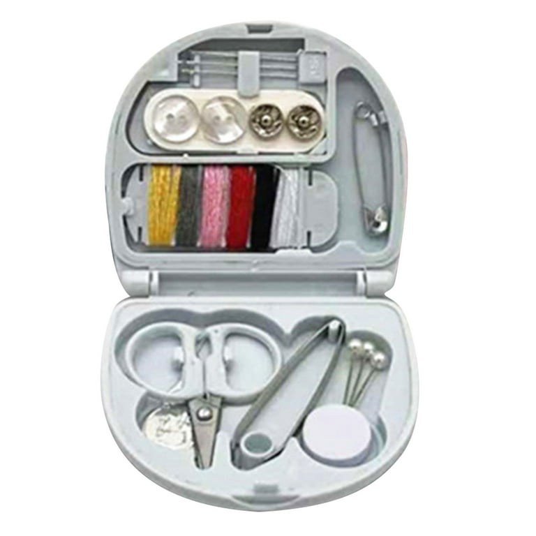 XINYTEC Mini Sewing Kit with Needles Scissors Threader Tweezer Positioning  Push Pins Sewing Threads Buttons Folding Storage Box 