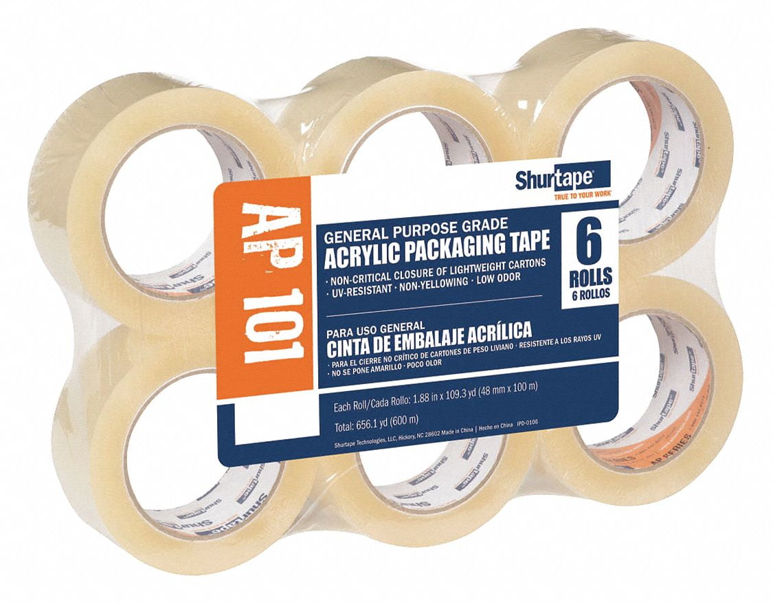 Shurtape Packaging Tape,Acrylic,PK6 AP 101