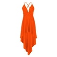 thumbnail image 3 of UPPADA Plus Size Summer Dress for Women Soft Spaghetti Strap Sleeveless Sundress Summer Midi Dress Hawaiian Bohemian Beach Cover up Dress Solid Casual Dress Orange,XXL, 3 of 6