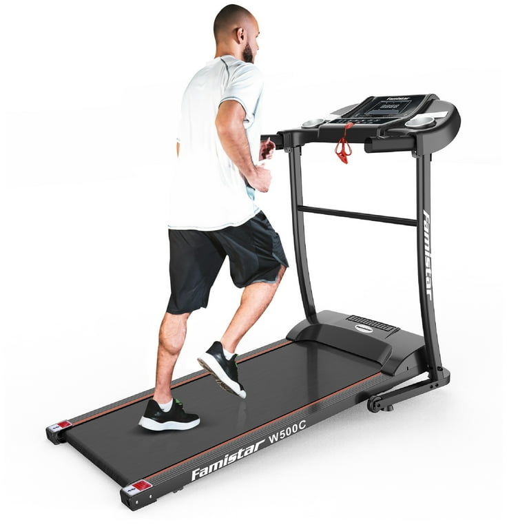 Famistar 12 Running Program Portable Folding Electric Treadmill Easy Assembly Running Machine with Hand Pulse Sensor Cup Holder Safety Key Free Knee Strap Gift Included W500C Walmart
