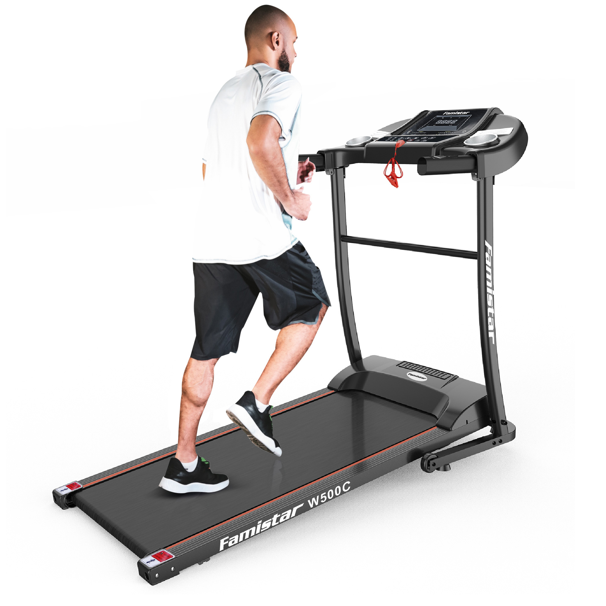 Famistar 12 Running Program Portable Folding Electric Treadmill, Easy Assembly Running Machine with Hand Pulse Sensor Cup Holder Safety Key, Free Knee Strap Gift Included, W500C - image 5 of 12