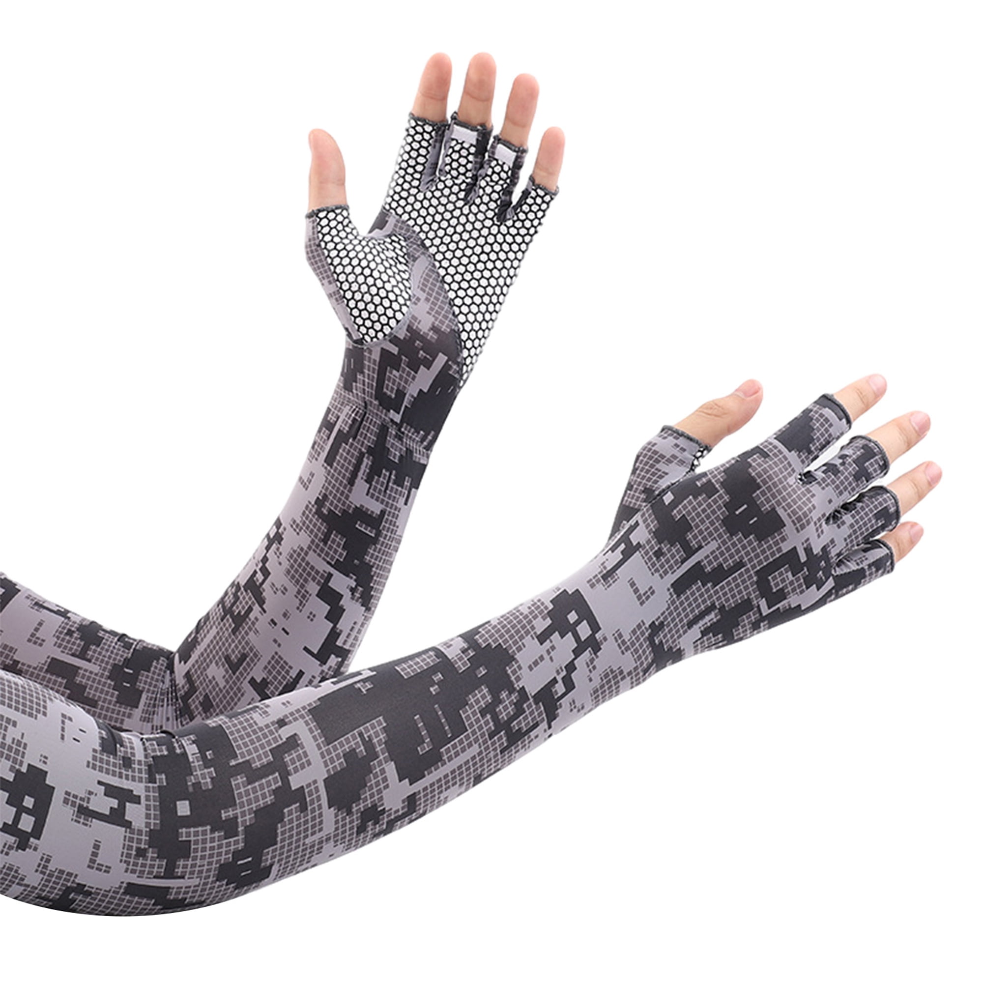 Fanvereka One-Piece UV Protection Cooling Arm Sleeves Half-Finger Gloves  Sport Womens Mens 