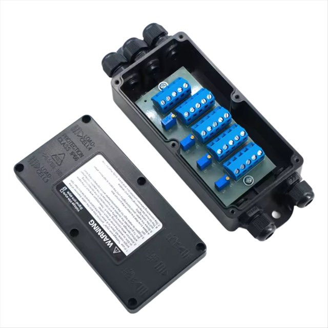 Amplificador de Caja de Conexiones de Celda de Carga 4 en 1 con Múltiples Protecciones. Conexión: 1-4 Sensores. Torre de Pesaje con Banda.