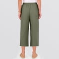 thumbnail image 3 of MLQIDK Pedal Pushers for Women Crop Capri Pants Trendy Summer Elastic Waist Knee Length Comfy Capris Dressy Casual Crop Capris with Pockets Army Green M, 3 of 5