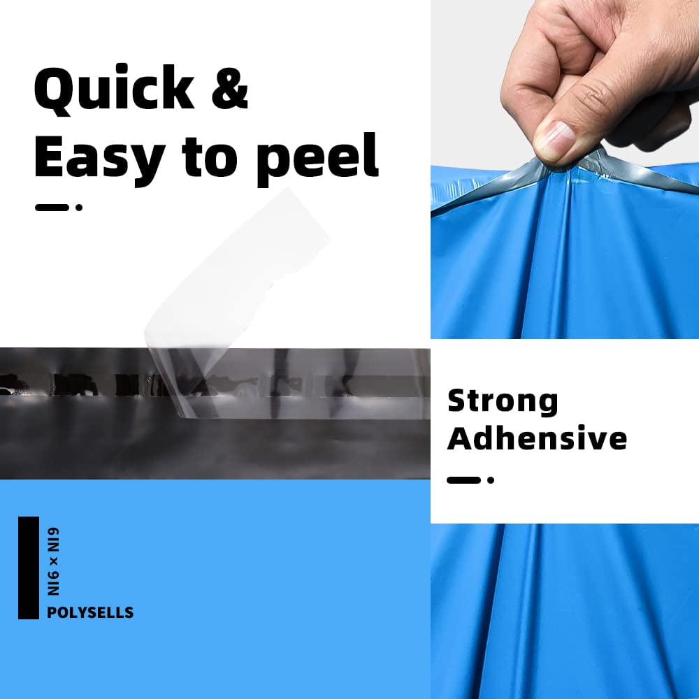 Polysells 6x9 inch Poly Mailers Shipping Envelopes, Postal Mailing Bags, 100 Pcs, Blue