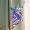 thumbnail image 4 of Stained Glass Hummingbird Suncatcher, Ruroz 8 inch Stained Glass Window Hanging Yard Décor with Flowers, Sun Catcher for Home Decor, Garden, Patio Bird Window Art Gift for Nature and Bird Lovers, 4 of 7