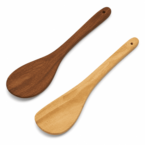 MYPREE GROUP Wooden Serving Spoon Set of 2, Heat Resistant Kitchen Utensils for Nonstick Cookware, Cooking & Mixing Spoons for Stirring & Serving