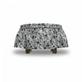 thumbnail image 4 of Floral Ottoman Cover, Blooming Montbretia Herbs, 2 Piece Slipcover Set with Ruffle Skirt for Square Round Cube Footstool Decorative Home Accent, Standard Size, Charcoal Grey and White, by Ambesonne, 4 of 5