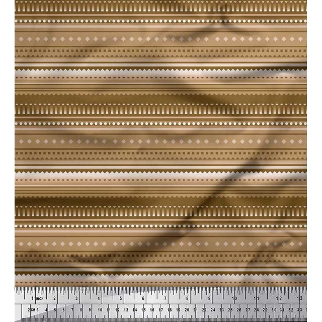 Soimoi Polyester Crepe Fabric Stripe,Heart & Dot Texture Print Fabric by The Yard 52 Inch Wide
