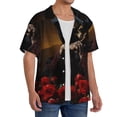 thumbnail image 3 of Zufioo Elegant Rose Skull Print Mens Button Down Short Sleeve Shirt,Classic Plaid Shirt,Mens Accessories Fashion Shirt-Medium, 3 of 6