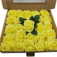 thumbnail image 1 of Bewildely Ramo de rosas artificiales de bajo mantenimiento y elegantes flores artificiales anchas, decoración de larga duración. Decoración amarillo, 1 of 6