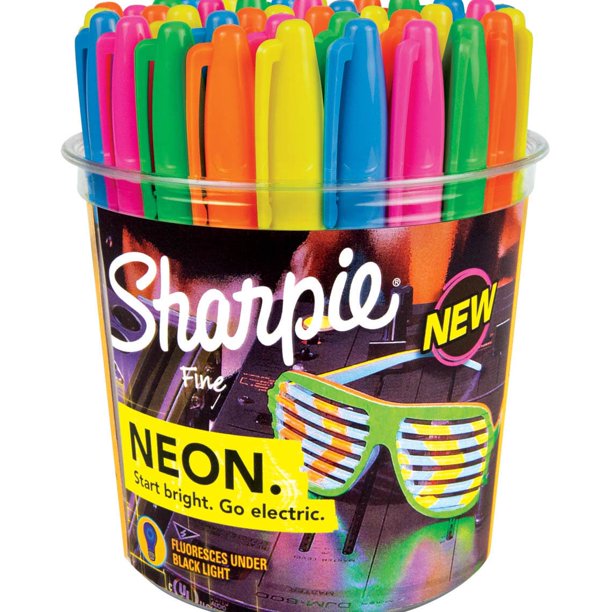 Sharpie Neon Fine Point Permanent Markers, 36pk, Assorted Colors