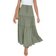 thumbnail image 6 of Women's Boho Elastic High Waist A Line Ruffle Swing Beach Maxi Skirt with Pockets, 6 of 9