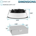 thumbnail image 3 of Luxrite 4 Inch LED Recessed Ceiling Light, 15W, 5CCT 2700K-5000K, 1300LM, Dimmable - Black, 3 of 7